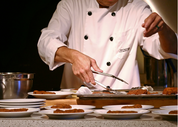 Chef prepares meals